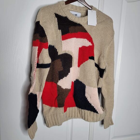 NN07 no nationality NEW BRADY wool blend Italian yarn Patterned sweater LARGE - Picture 2 of 8